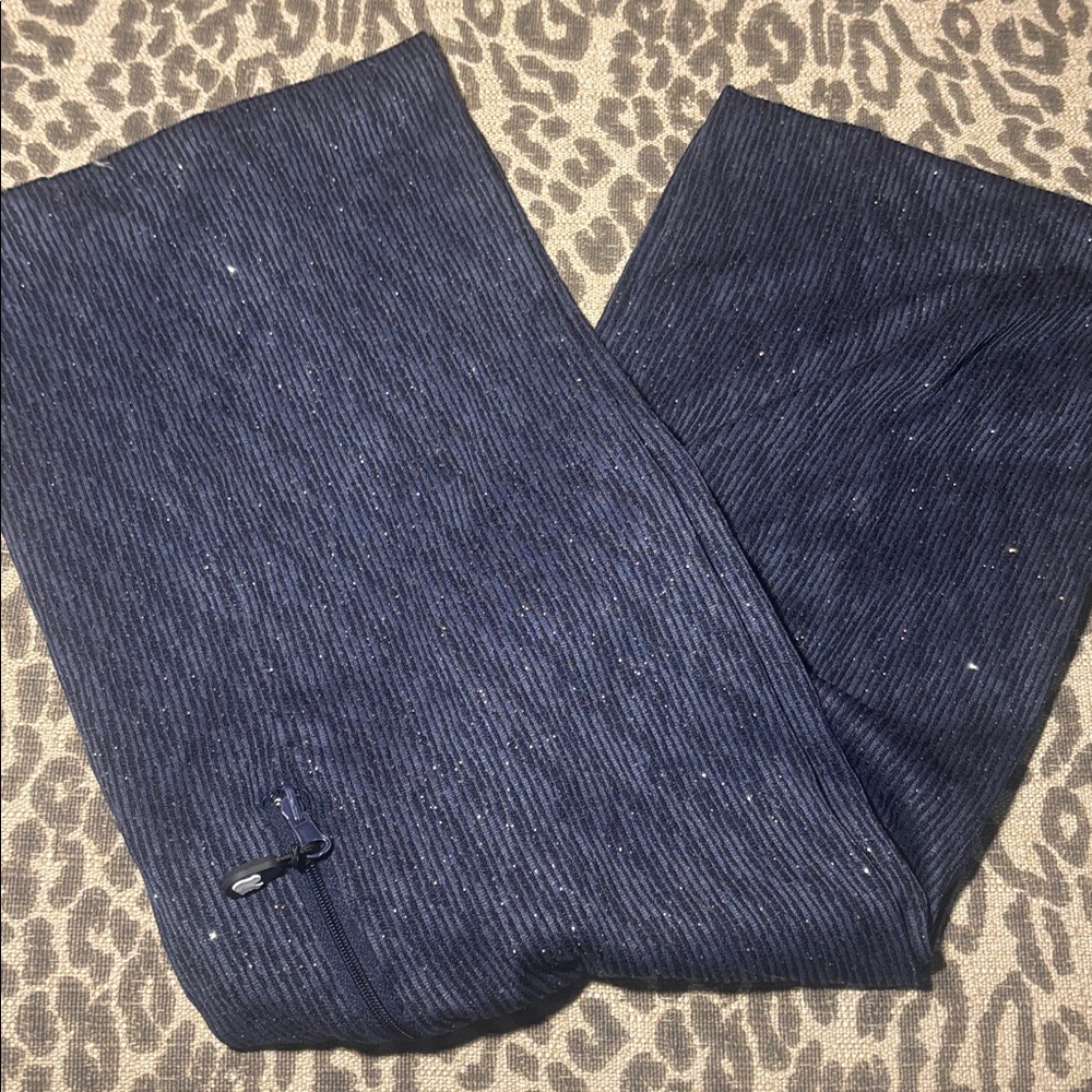 Navy Blue Ribbed Scarf sparkle corduroy look convertible infinity wrap scarf